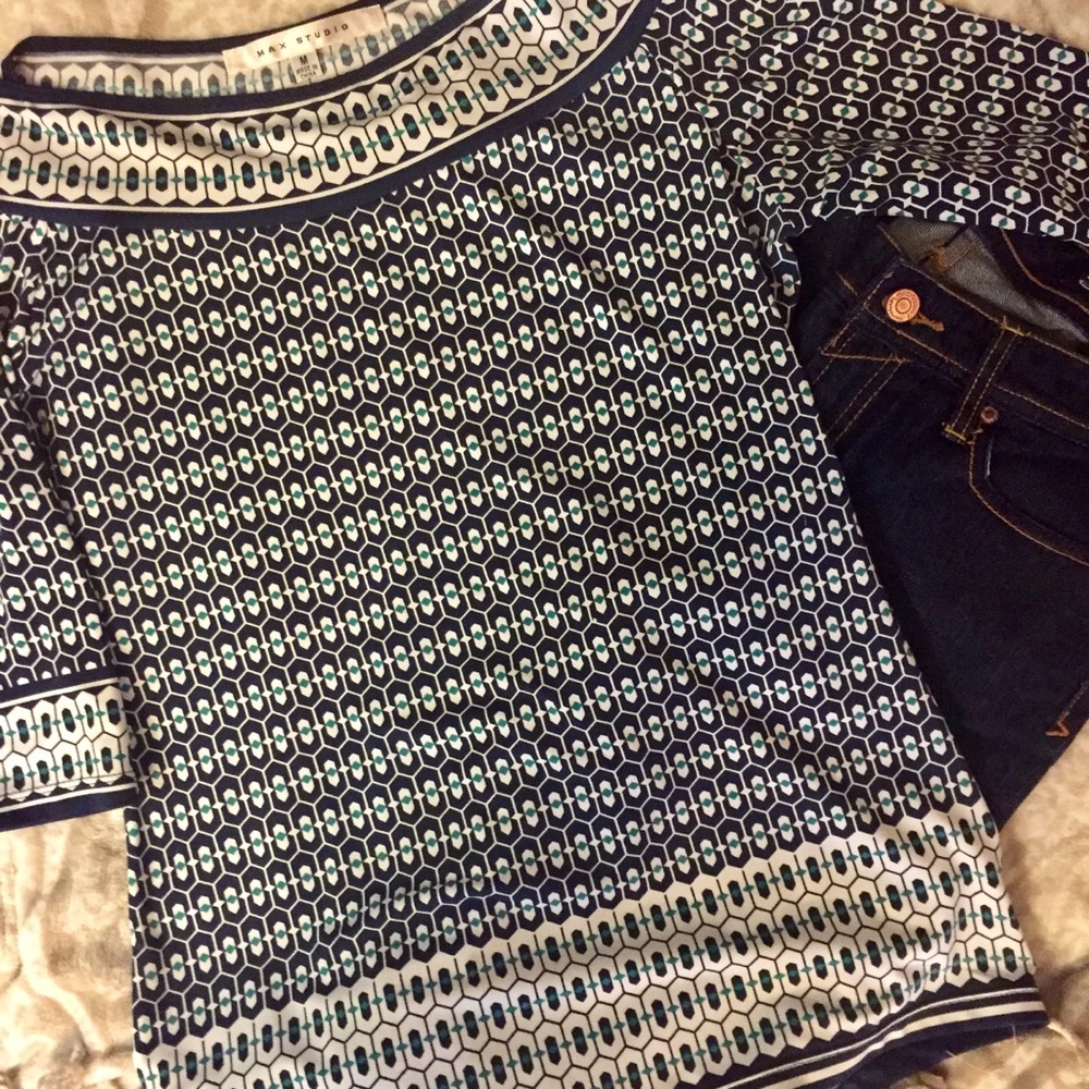 💚Patterned 3/4 sleeve top